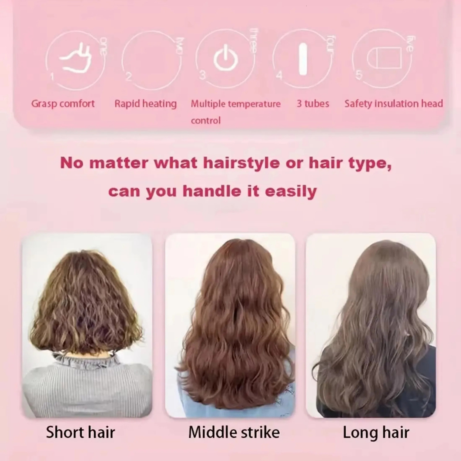 Three tube curly hair three tube wavy curls electric curling iron fast heating wavy straightener 251022