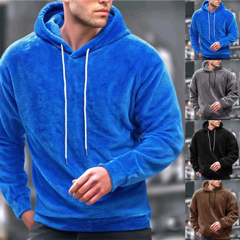 New Autumn and Winter Large Size Hooded Men's Casual Personality Fashion Sweatshirt Coral Fleece Jacket for Men