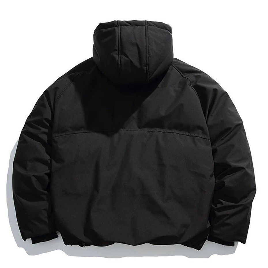 Winter Men Jackets Diagonal Zipper Hooded Parkas Thicken Warm Coat Black Loose Casual Padded Jacket Outwear for Male 2025 251028