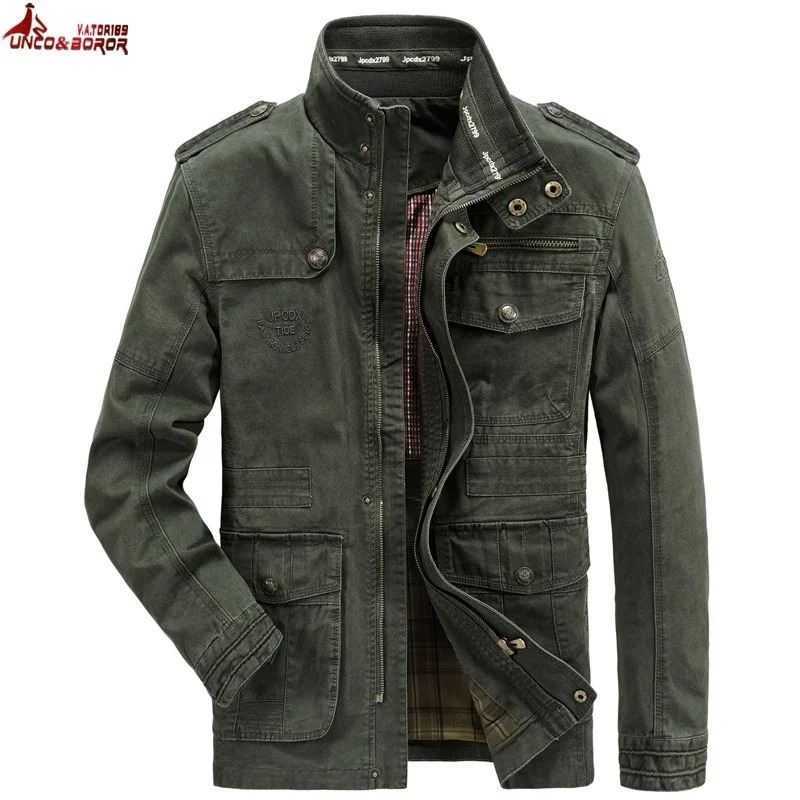 Autumn winter Jacket Men Pure Cotton Business Casual Cargo Jackets Army Military Motorcycle Bomber Coats Male Jaqueta Masculina251027