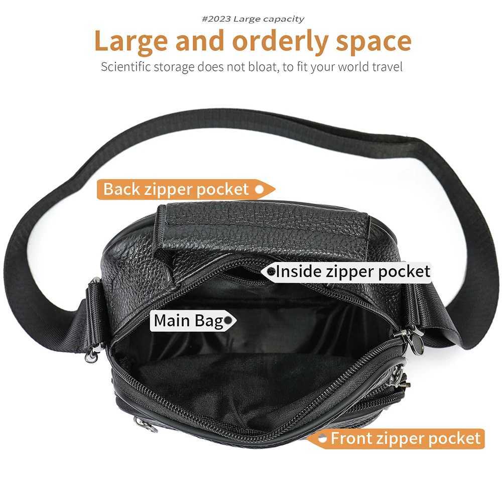 WAL Genuine Leather Shoder Bags Casual Small Handbags Purse Black Messenger Bags 6107 Y251011