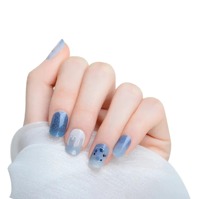 Christmas Gel Nail Stickers Semicuring Potherapy Nail Stickers Durable Waterproof Full UV Semibaked Nail Stickers 251027