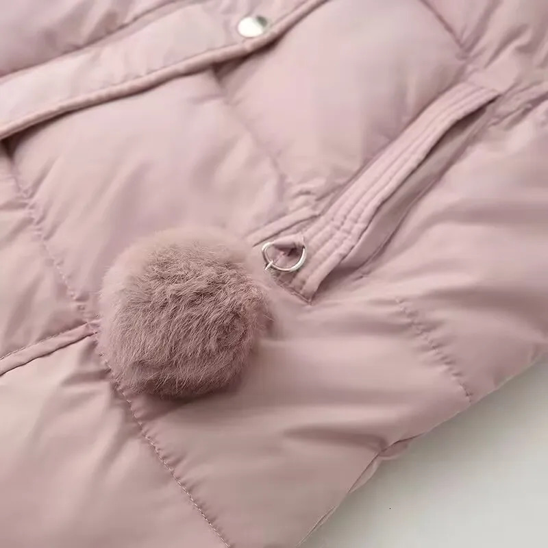 2025 Midlength Down Cotton Vest Coat Womens Autumn Winter Solid Hooded Casual Zipper Waistcoat Female Sleeveless Parkas 251024