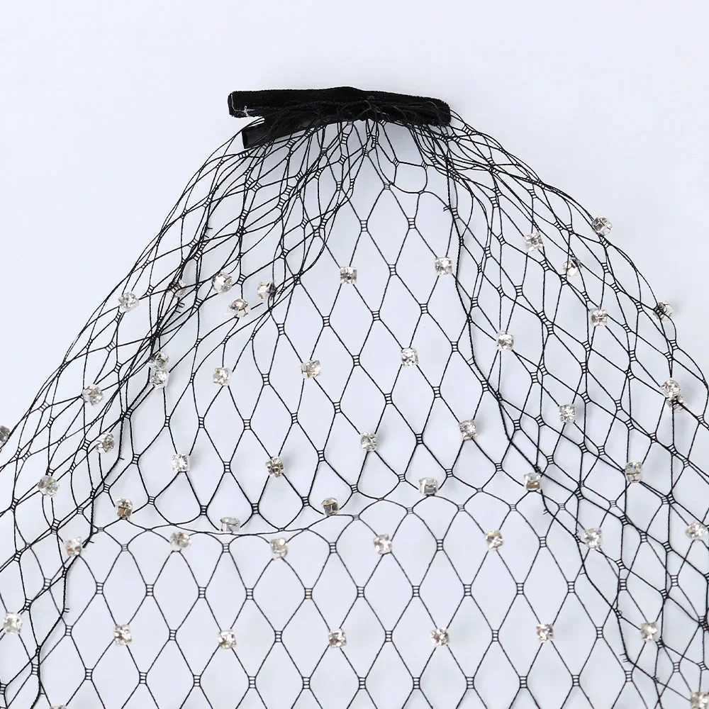 Stonefans Shining Mesh Fishing Net Masquerade Rhinestone Face Jewelry Mask Women Veil Crystal Face Shield Nightclub AccessoriesW251029