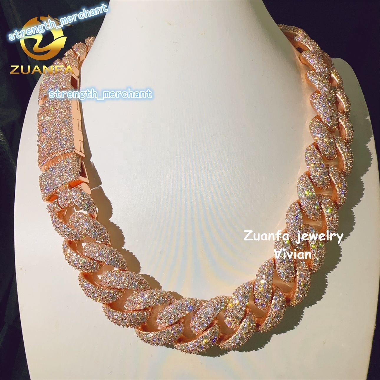 Luxury 23mm VVS Moissanite Diamond Hip Hop Fine Jewelry Miami Cuban Link Chain Miossanite Iced Out Necklace