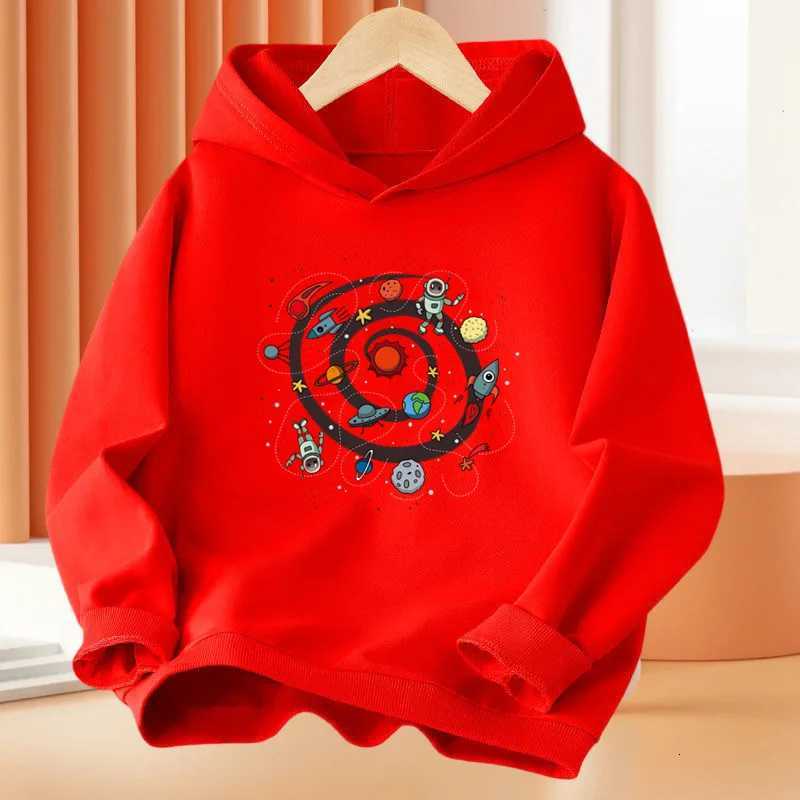 Cartoon Astronaut Hooded Fleece Sweatshirt for Boys And Girls Warm Autumn Winter Cartoon Print Top for Kids Long sleeveT251030