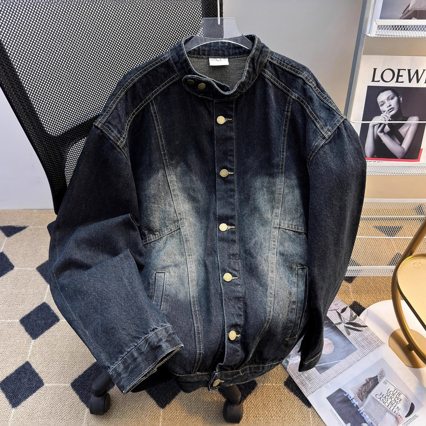 Denim Jacket For Men And Women Autumn Washed Vintage Trendy Designer Coat Loose Casual Stand Collar Jacket