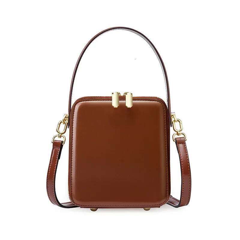 2024 New Women's Genuine Leather Box Shoulder Bags Light Crossbody Bag Handbag