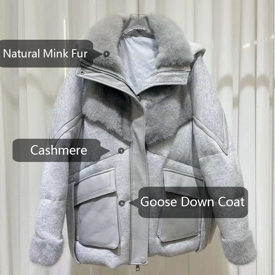 Cashmere Mink Fur Down Coat Fur Coat With Hood Womens Winter Jacket Cropped Goose Down Jacket Arrivals 251023
