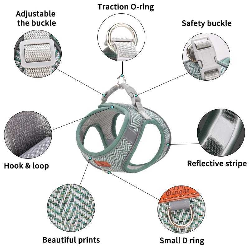 HP378Linen Material Dog Harness Leash Set Soft Comfortable Mesh Lining For Breathability Suitable For Small Medium Dogs J251129
