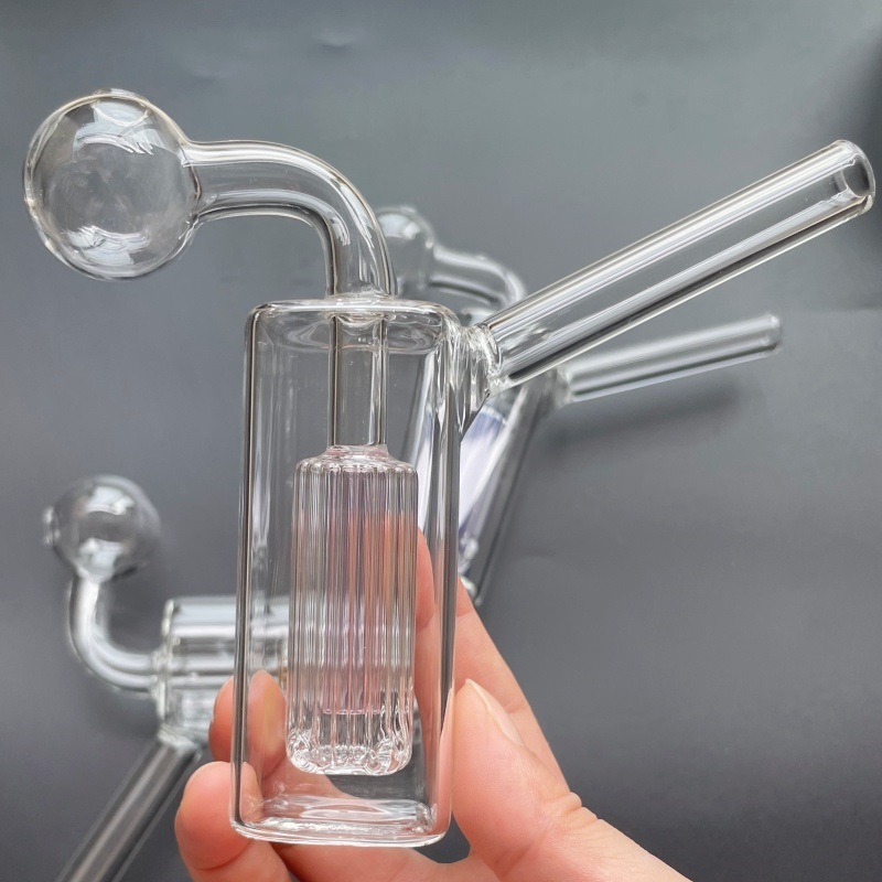 2pcs Glass Oil Burner Pipes Bowl Straight Hand glass Pipe Smoking Water Accessories For Water Hookah oil burner Bong