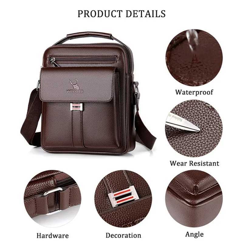 Men Crossbody Shoder Bags Waterproof Vintage Men Handbags Large Capacity PU Leather Bag Man Messenger Bags Tote Bag Y251011