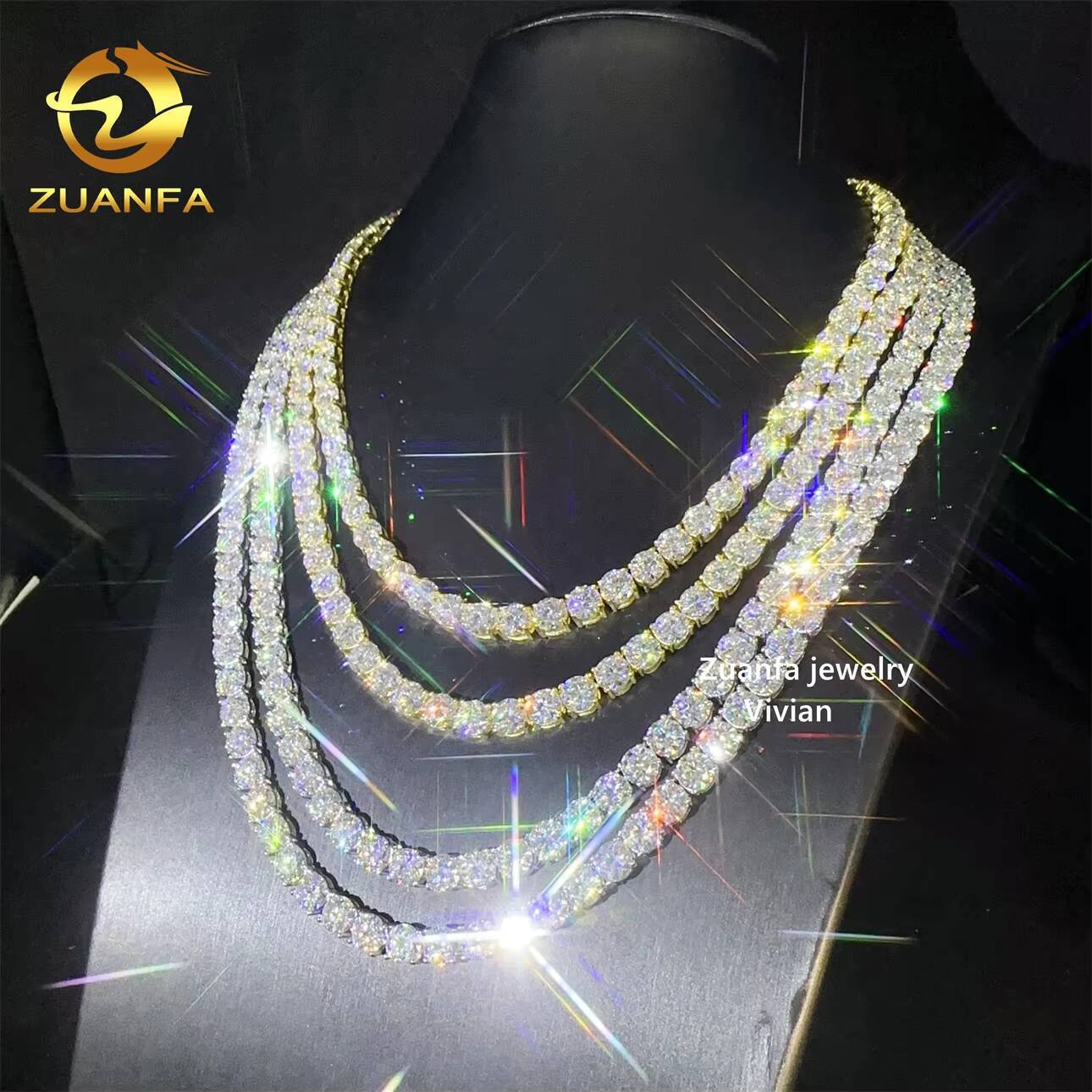 925 Sterling Silver Full Size Tennis Bracelet Necklace Moissanite Jewelry Passes Diamond Tester Elegant Tennis Chain