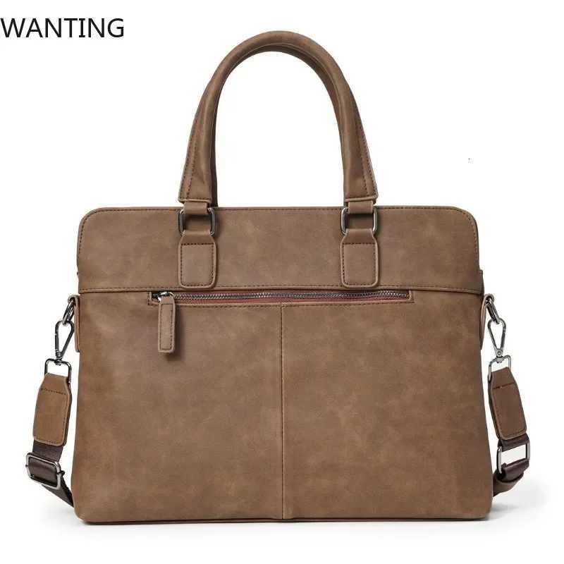Fi Business Men Handbags Vinatge Mens TopHandle Bag With Shoder Strap Corssbody Bag Briefcases Mtifuncti Laptop Bag Y251011