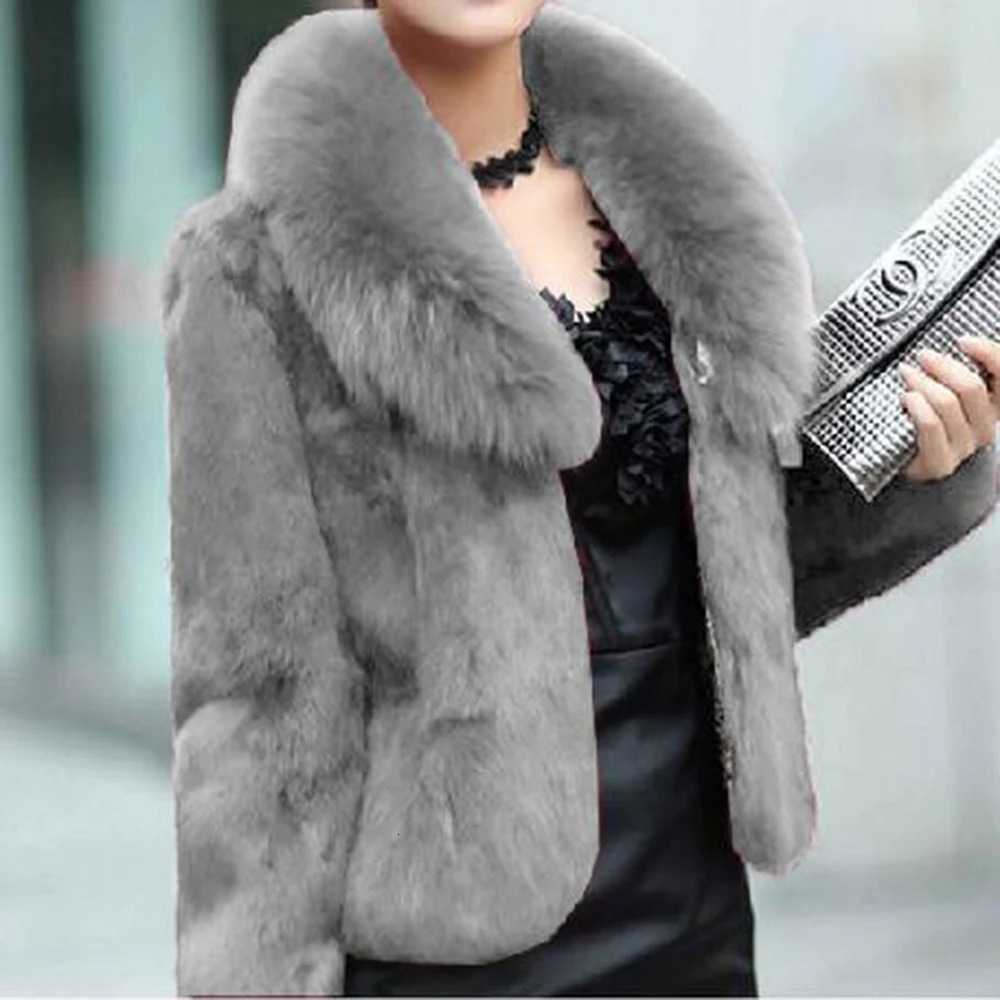 Haining winter fox fur collar large size mother pack rabbit jacket womens short clearance 251028