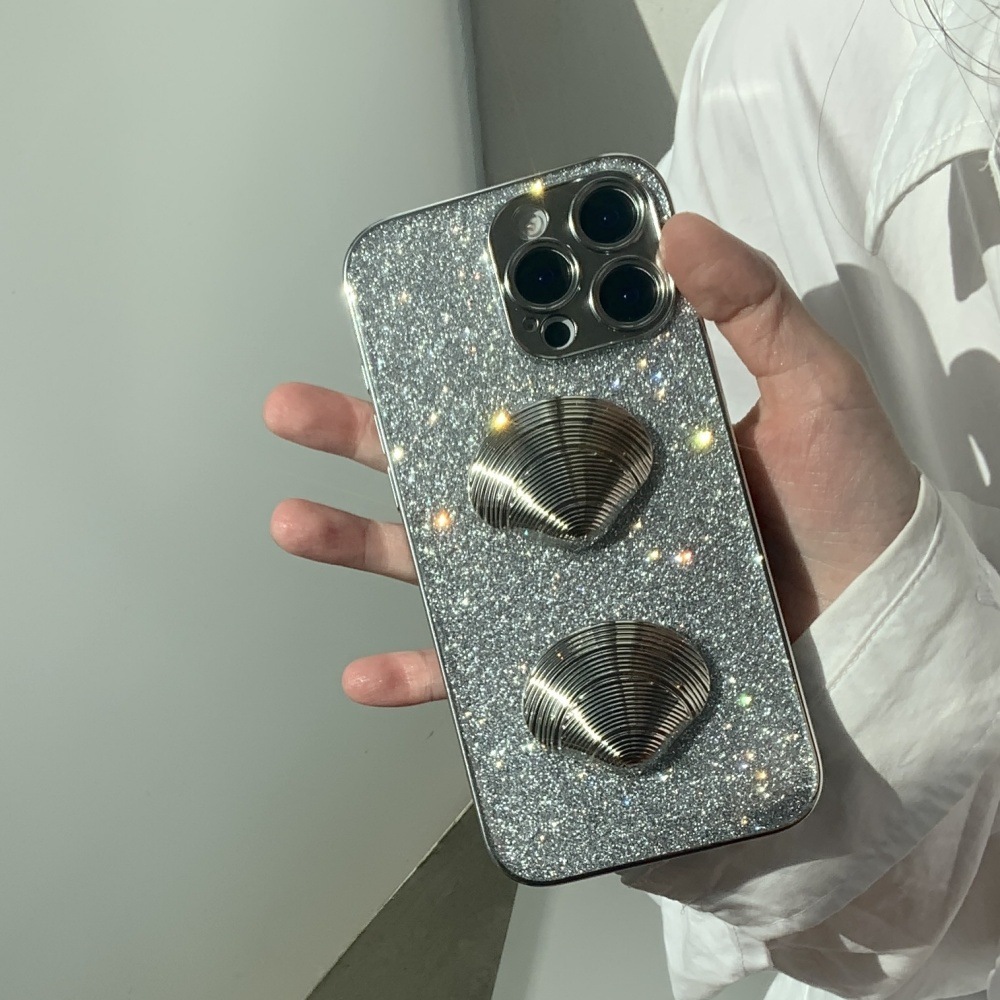 Metal Shell Cartoon Phone Case Compatible with iPhone 16/15 Pro Simple Niche iPhone 14/13 Protective Cover