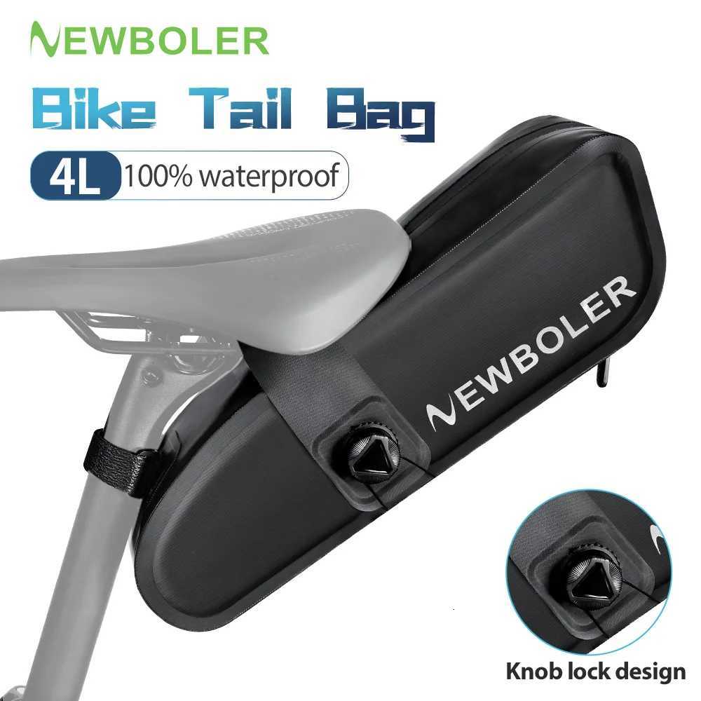 Bicycle Saddle Bag Knob Lock Full Waterproof 4L Bicycle Rear Bag MTB Road Cycling Seat Bag Bike Tail Pack Bike Accessories H251029