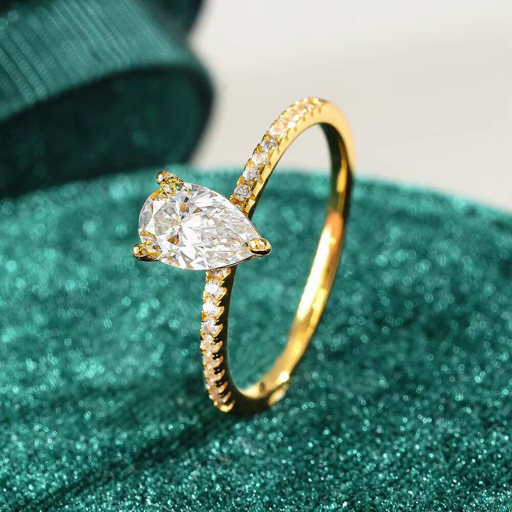 1CT 925 Sterling Silver Rings Pear Cut Moissanite Teardrop Engagement Wedding Bands for Women Fashion Jewelry