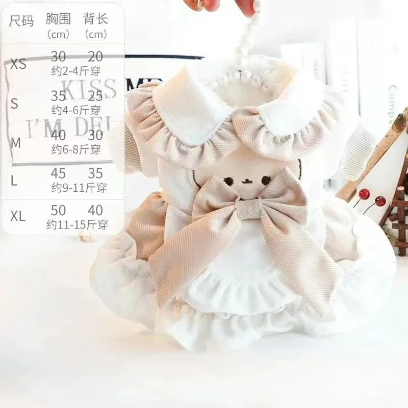 Fleece Lined Thickened Lace Princess Dress For Cats Winter Clothes With Bow Knot n Cotton Jacket Warm Cat Clothing 251029