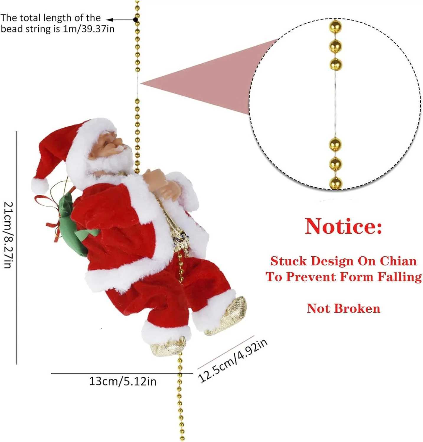 Battery Operated Rope Climbing Santa Claus musical Toys For Christmas Tree Hanging Pendant Ornament Decor Xmas Decorations C251030