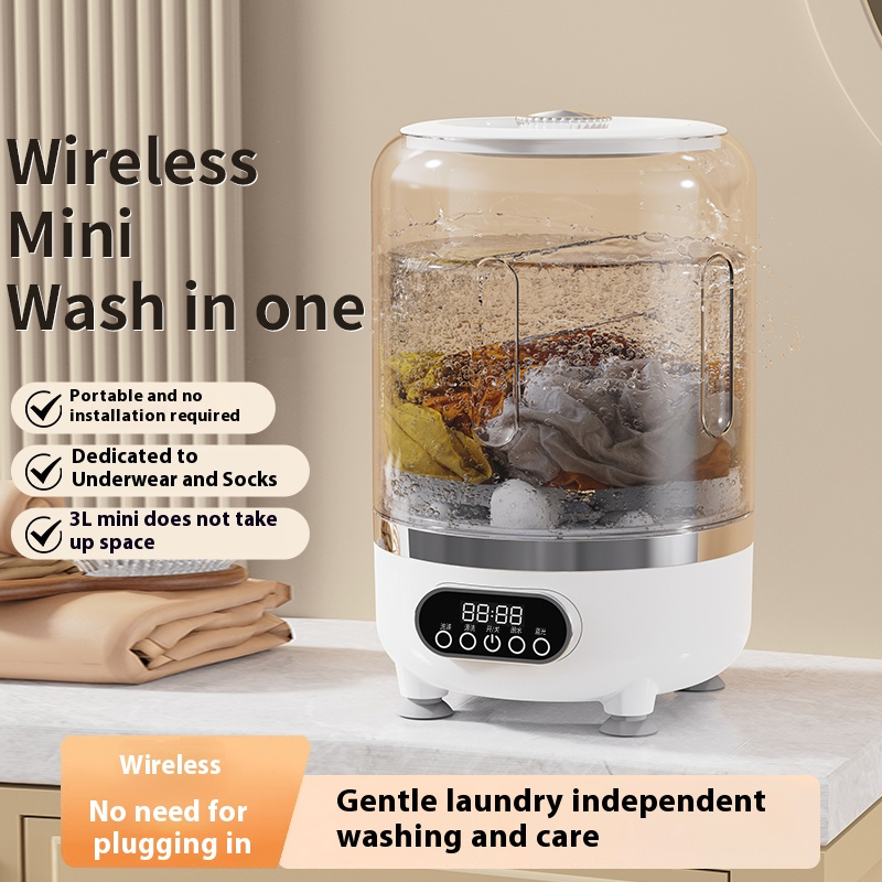 Fully Automatic Mini Washing and Dryingall-in-one Machine ,3 in 1 Laundry Cup, Wireless Portable 3L Washing Machine USB Charging - view 7