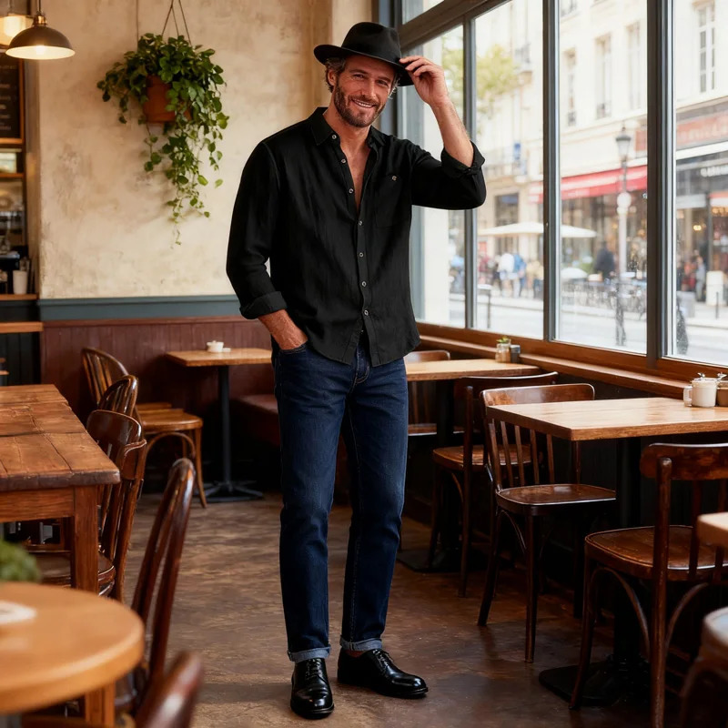 Mens spring and autumn linen cardigan long sleeved shirt casual loose breathable button top suitable for daily leisure or Party 251017