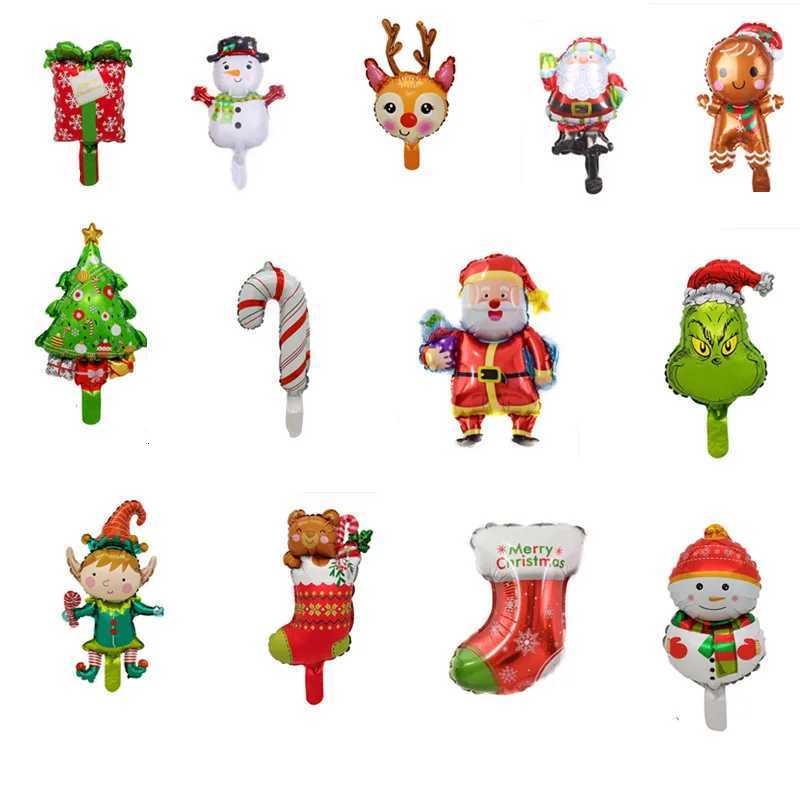 10pcs Mini Christmas Foil Balloons Santa Claus Snowman Elk Balloon Kids Birthday Christmas Decoration Navidad New Year Supplies C251030