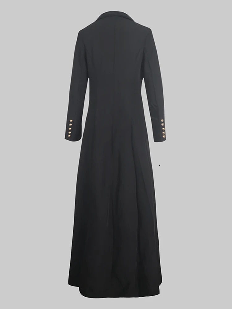 Womens Long Blazer Top Notched Collar Sleeves SplitSide Outerwears Office Ladies Coat 251027