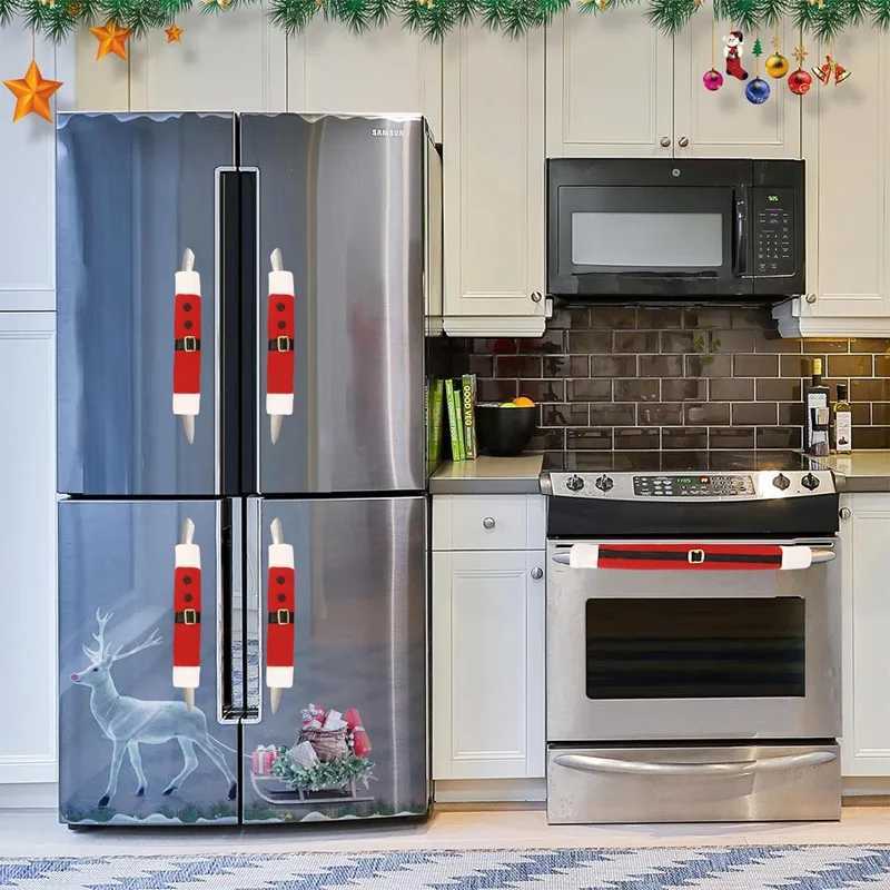 Christmas Plush Cloth Refrigerator Handle Covers Appliance Handle Covers Xmas Decorations for Home 2024 Navidad Natal New Year C251030