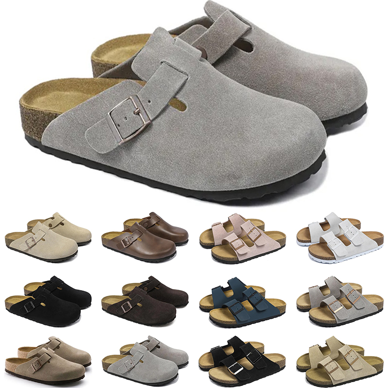 free shipping designer slippers slides clog sandals black grey brown pink fur flat fashion leather suede slipper slide shoes