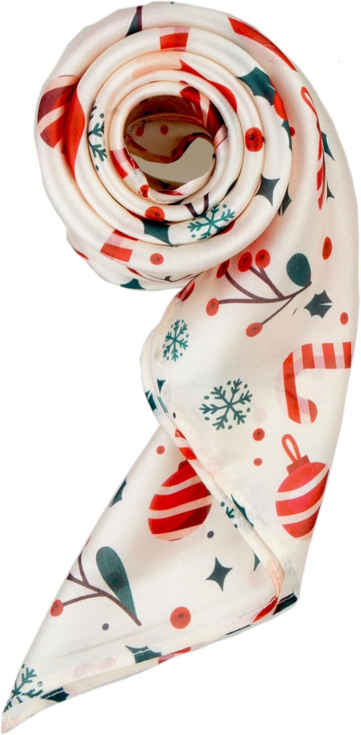 Custom Christmas gifts Silk Like Satin Fall Winter Holiday Christmas Square Scarf for Women Hair Scarves