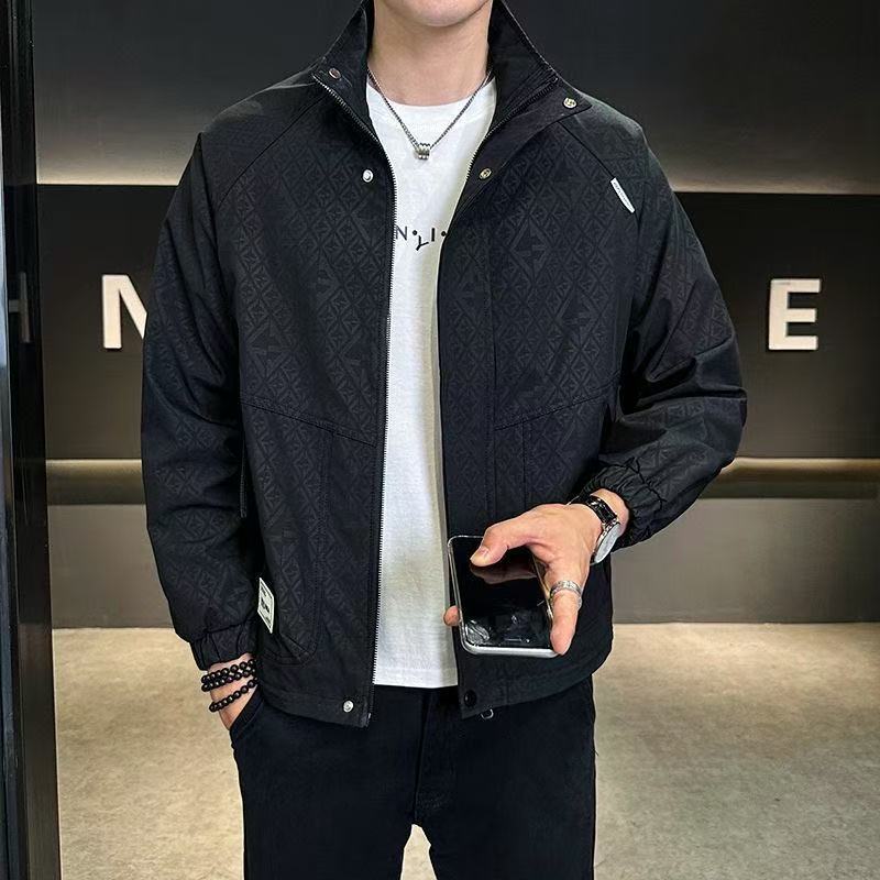 Spring And Autumn New Workwear Jacket Men's Korean Version Cool Stand Collar Top Trendy Fashion Casual Spring Designer Coat And Autumn Coat