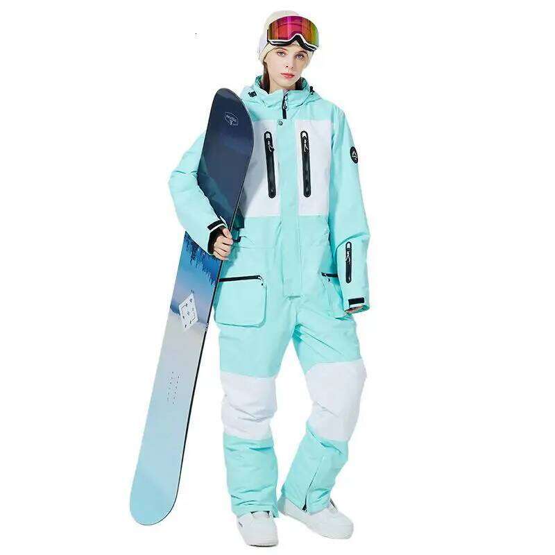 Snowboard New One-Piece Jumpsuit Men's And Women's Winter Windproof Waterproof Warm Thickened Veneer Double Board Ski Suit