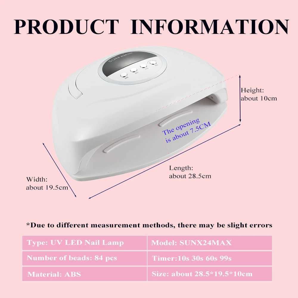 84Leds X24 MAX Nail Dryer Double Hands Use UV LED Lamps For Gel Polish Curing Manicure Salon Large LCD Display Nail Lamp L251030