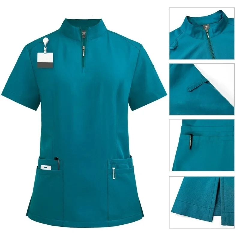 Doctor Nurse Uniforms Woman Scrub Set Beauty Salon Work Wear Clinical Scrubs TopPants Spa Nursing Tunic Suit 251029