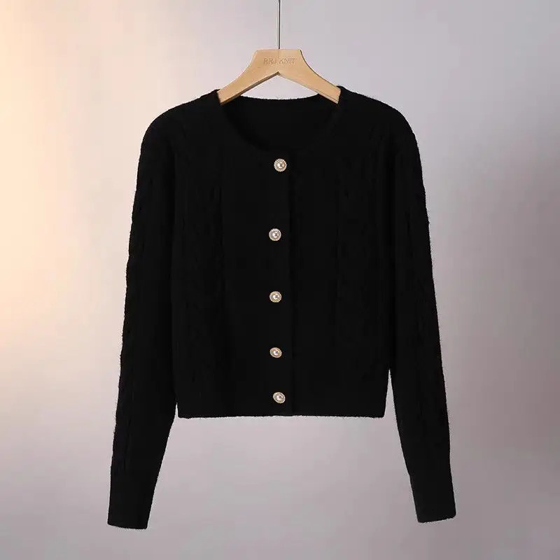 Premium Minimalist Knit Cardigan Women Elegant Sweater Loose Fit Long Sleeve Soft Cozy Versatile Casual Outerwear Tops 251029