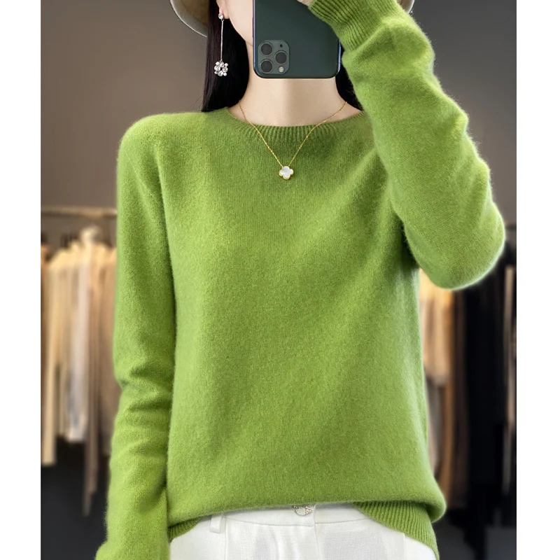 Autumn Winter 100 Merino Wool Sweater Women First Line Seamless Halfhigh Collar Pullover Basis Casual Cashmere Knit Solid Tops 251016