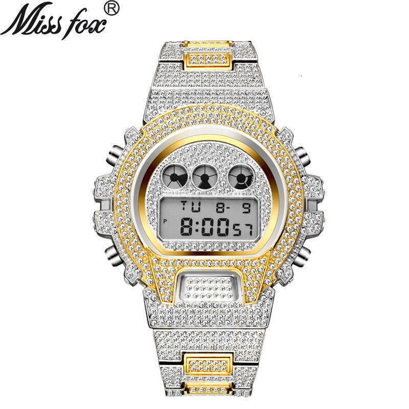 Fashionable classic watch Japan Diamond-Studded Multifunctional Fashion Electronic High-End Full Diamond Waterproof Men's Watch