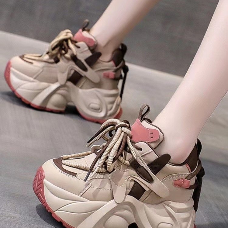 2025 Daddy shoes women's platform soles increase height light sneakers small casual versatile shoes