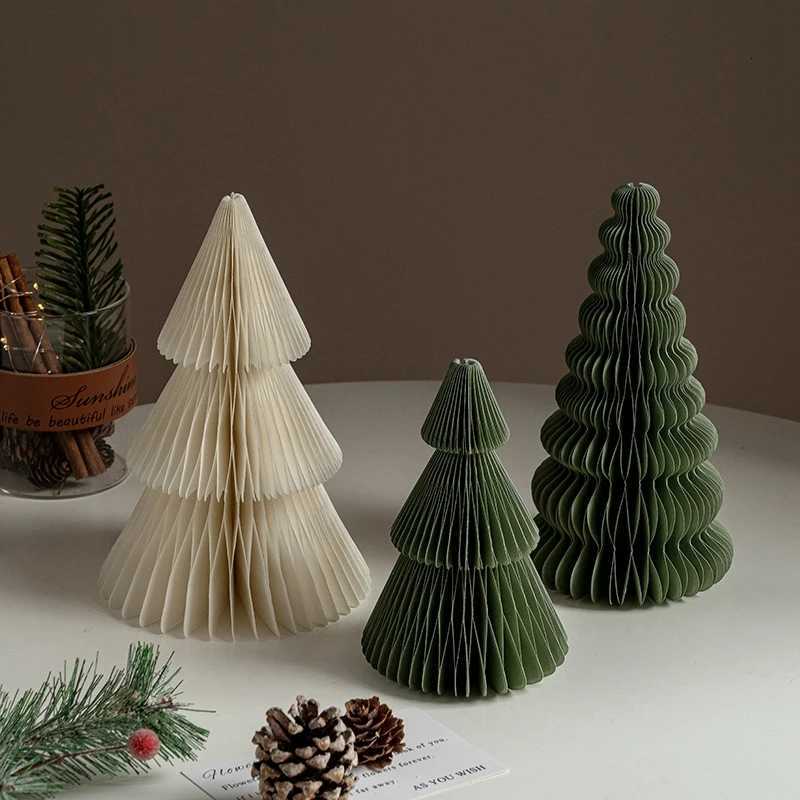 Paper Christmas Tree Ornaments 3D Honeycomb Christmas Tree Decorations Folded Paper 2026 Xmas New Year Desktop Arrangement Decor C251030