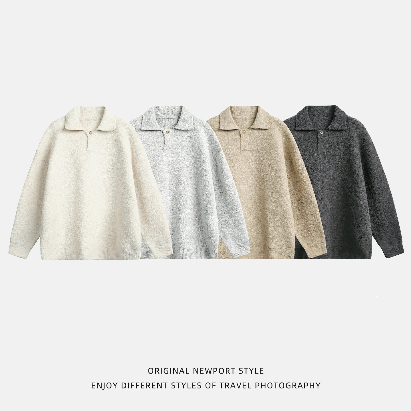 Texture Seagull Collar Sweater For Men Designer Sweater Autumn And Winter New Thickened Warm Half-fleece Turn-down Collar Knitted Top Jacket