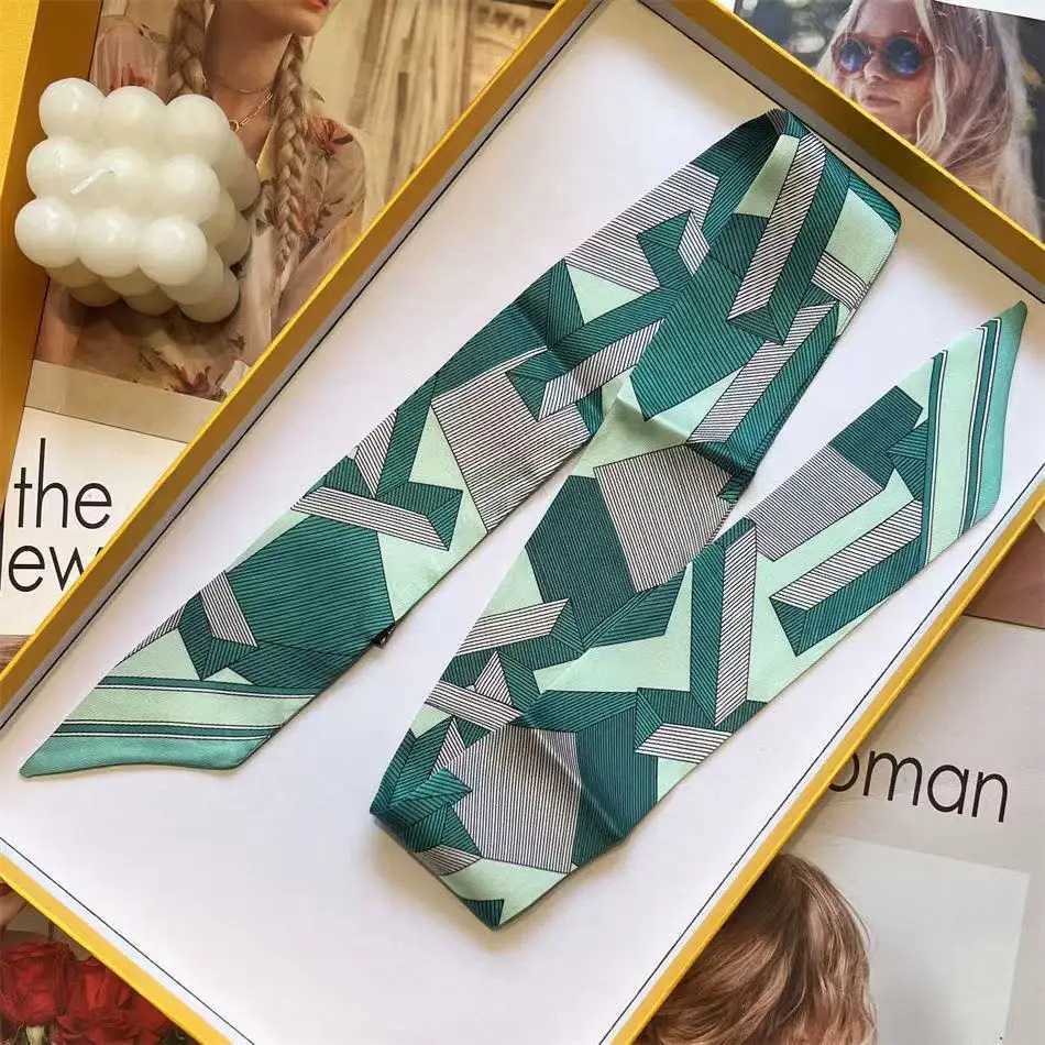 590cm Korean Version of Fashionable New Twill Decoration Womens Streamer Wrapping Bag Ribbon Silk Scarf Small Scarf W251029