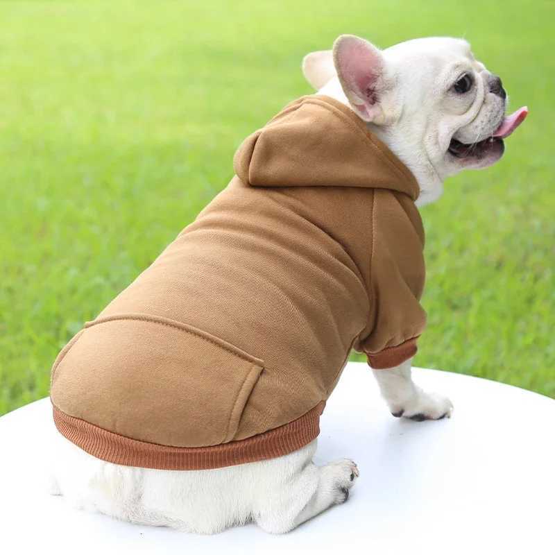 Fashion Dog Clothing Autumn And Winter Small Pet Clothes Thickening Warm Solid Color TwoFeet Hooded Wweater Casual Pet Products C251030