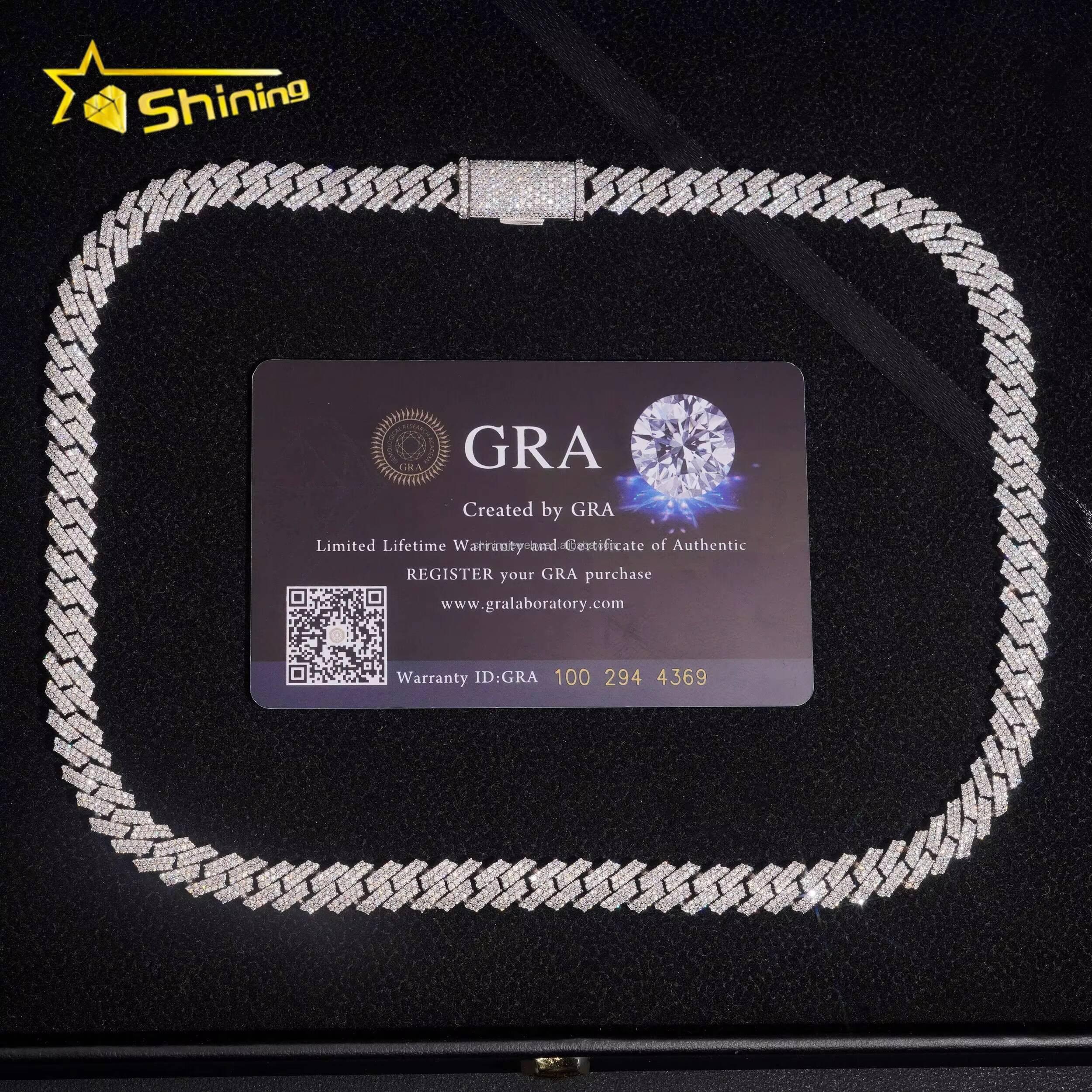 New Arrivals Hot Selling Fashion GRA Certificate S925 8mm 2 Rows Stone Iced Out VVS Moissanite Square Miami Cuban ChainBracelet