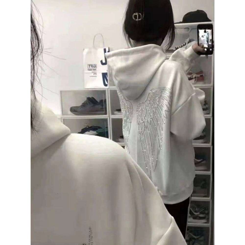 Warm Loose Baggy Sequin Rhinestone Hoodies Autumn And Winter Black Female Top Thick Cold Glitter Women's Hooded Sweatshirts Xxl