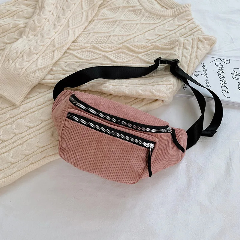 Ladies Canvas Fanny Pack Fashion Street Money Banana Phone Chest Bag Bum Belt Bags Women Corduroy Waist Bag 251030