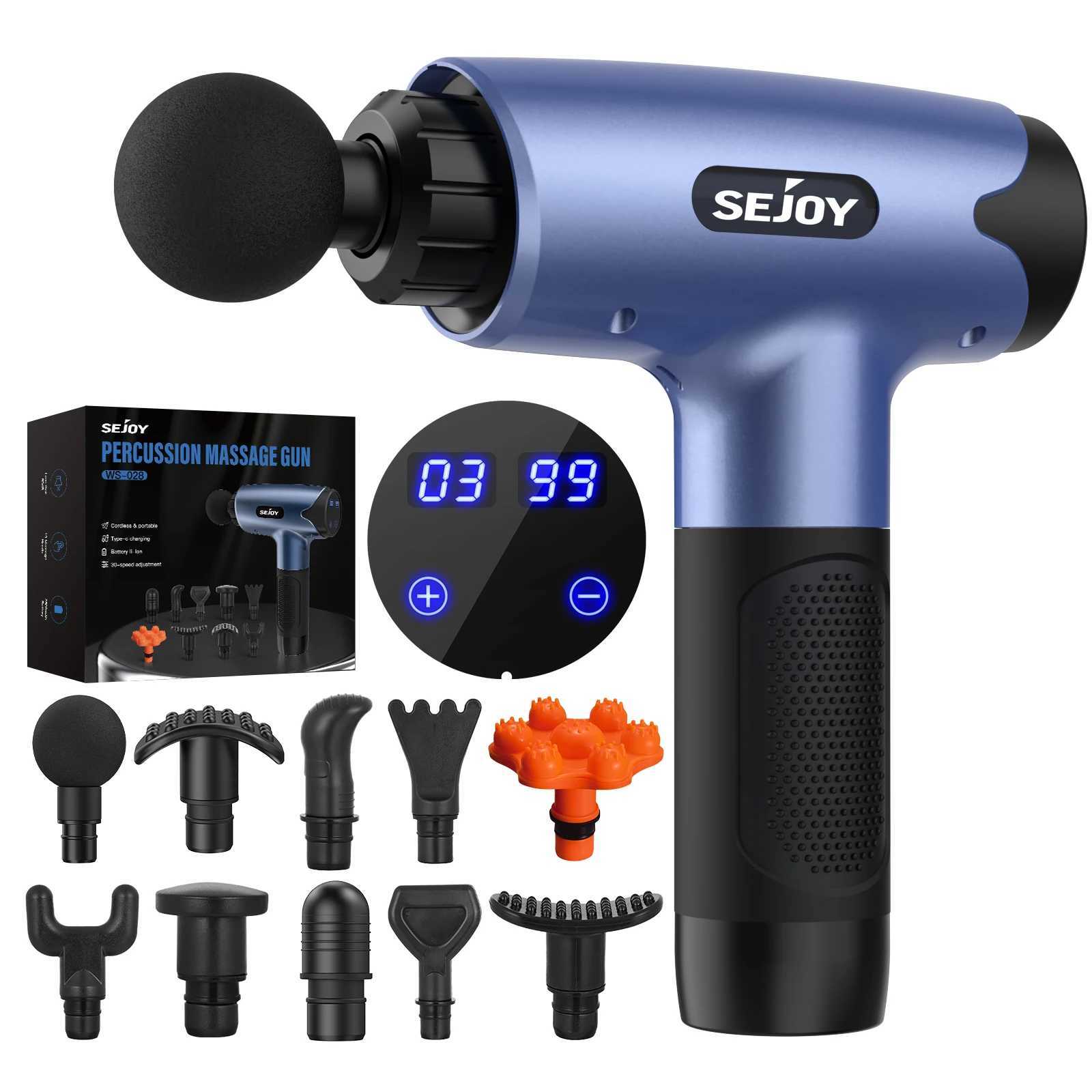 Sejoy WS028 Fascia Gun Tissue Massager 30 Speeds Lightweight Body Massage with LED Touch Screen 10 Replaceable Massage Heads J251030
