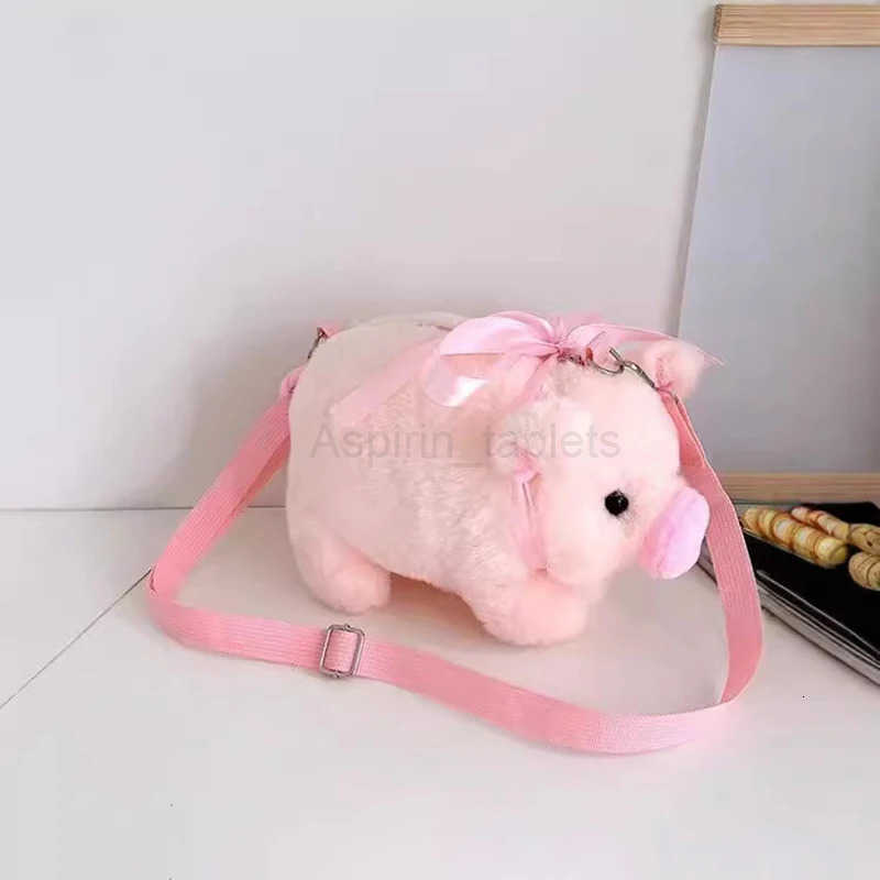 Pink Piglet Plush Bag Korean Large Capacity Lady Shoulder Bag Ins Cute Doll Messenger Bag Handbags Crossbody M251030