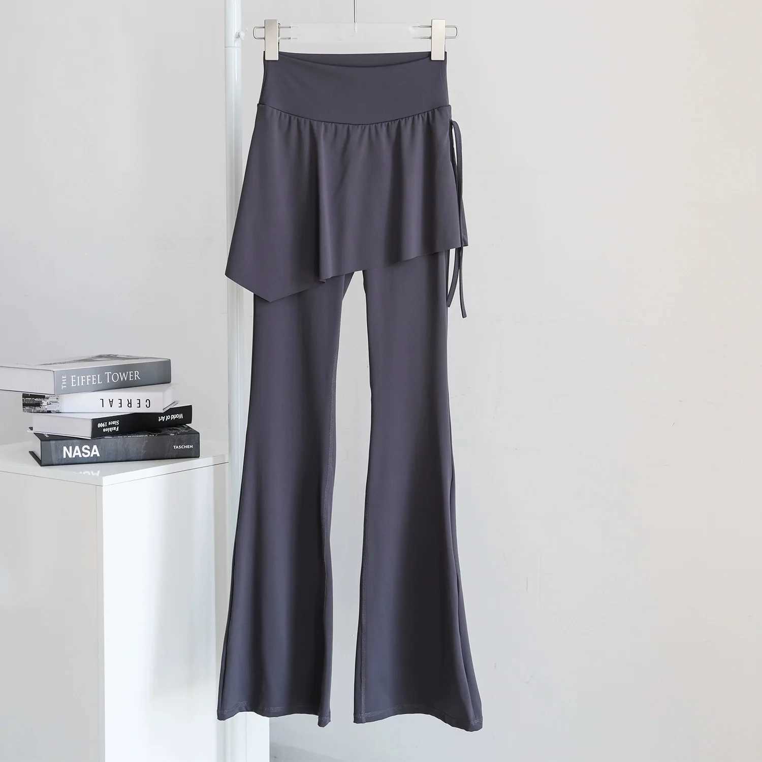 Fake TwoPiece Pantskirt Yoga Flared Pants Womens SheerLook Drawstring HighWaist ButtLifting Sports Fitness Pants for Women J251030