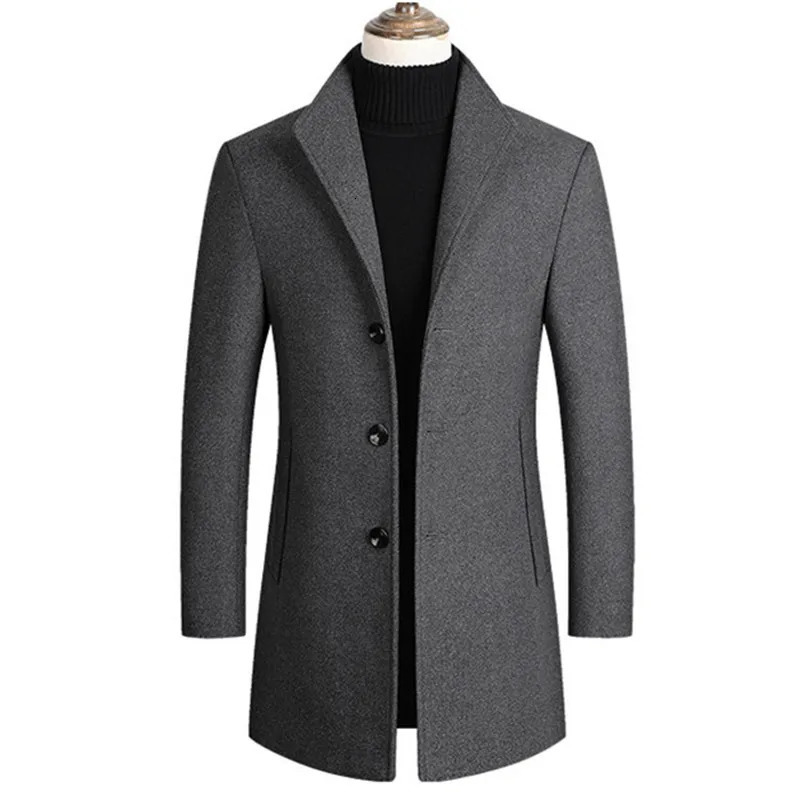Men Wool Blends Coats Trench Pea Coat Spring Winter Solid Color High Quality Mens Wool Jacket Luxurious Clothing 251029